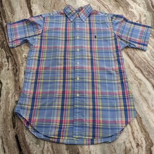 Ralph Lauren classic fit, plaid, poplin, Polo short-sleeve shirt